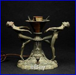 Antique Art Deco 1930's Bronze Boudoir Figural Lamp Base, WRJ and AGF maker