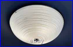 Antique Art Deco 1930s 40s Machine Age Lightolier Flush Dome Swirl Ceiling Light