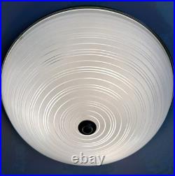 Antique Art Deco 1930s 40s Machine Age Lightolier Flush Dome Swirl Ceiling Light