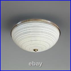 Antique Art Deco 1930s 40s Machine Age Lightolier Flush Dome Swirl Ceiling Light
