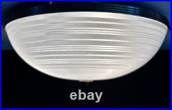 Antique Art Deco 1930s 40s Machine Age Lightolier Flush Dome Swirl Ceiling Light