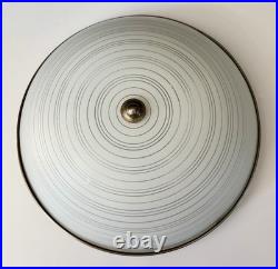 Antique Art Deco 1930s 40s Machine Age Lightolier Flush Dome Swirl Ceiling Light