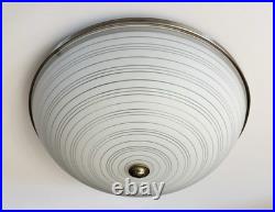Antique Art Deco 1930s 40s Machine Age Lightolier Flush Dome Swirl Ceiling Light