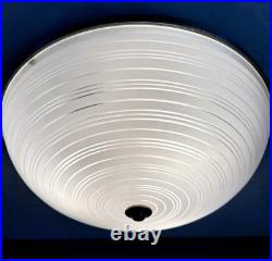 Antique Art Deco 1930s 40s Machine Age Lightolier Flush Dome Swirl Ceiling Light