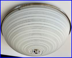 Antique Art Deco 1930s 40s Machine Age Lightolier Flush Dome Swirl Ceiling Light