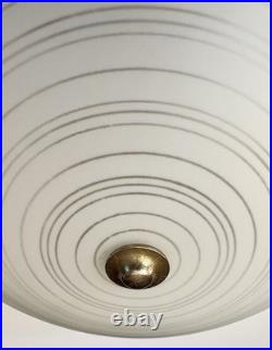 Antique Art Deco 1930s 40s Machine Age Lightolier Flush Dome Swirl Ceiling Light
