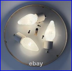 Antique Art Deco 1930s 40s Machine Age Lightolier Flush Dome Swirl Ceiling Light