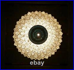Antique Art Deco 1930s-50s Flush Mount Glass Ceiling light Lamp Fixture 5 Avail