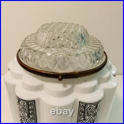 Antique Art Deco 1930s Milk Glass Skyscraper Ceiling Light Lamp Shade