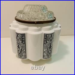 Antique Art Deco 1930s Milk Glass Skyscraper Ceiling Light Lamp Shade