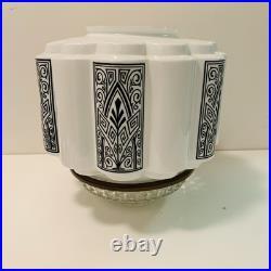 Antique Art Deco 1930s Milk Glass Skyscraper Ceiling Light Lamp Shade