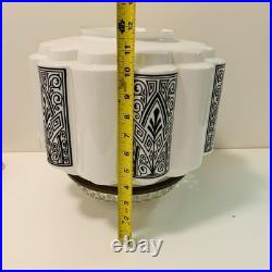 Antique Art Deco 1930s Milk Glass Skyscraper Ceiling Light Lamp Shade