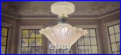 Antique Art Deco 1930s Sunflower Glass Ceiling Light Fixture Pendant Chandelier