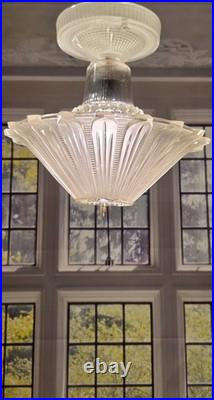Antique Art Deco 1930s Sunflower Glass Ceiling Light Fixture Pendant Chandelier