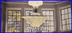 Antique Art Deco 1930s Sunflower Glass Ceiling Light Fixture Pendant Chandelier