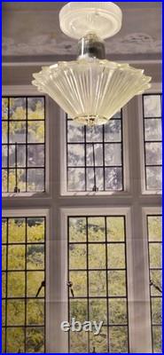 Antique Art Deco 1930s Sunflower Glass Ceiling Light Fixture Pendant Chandelier