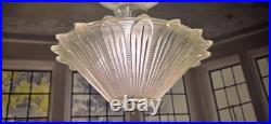 Antique Art Deco 1930s Sunflower Glass Ceiling Light Fixture Pendant Chandelier