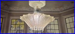 Antique Art Deco 1930s Sunflower Glass Ceiling Light Fixture Pendant Chandelier
