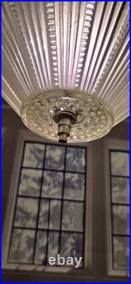 Antique Art Deco 1930s Sunflower Glass Ceiling Light Fixture Pendant Chandelier