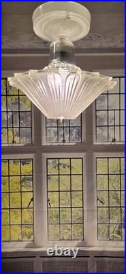 Antique Art Deco 1930s Sunflower Glass Ceiling Light Fixture Pendant Chandelier