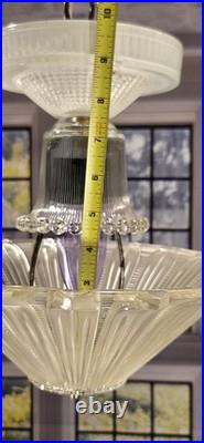 Antique Art Deco 1930s Sunflower Glass Ceiling Light Fixture Pendant Chandelier