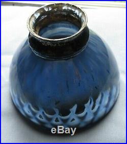 Antique Art Deco 6 Blue Mercury Glass X-Ray lamp Shade Signed
