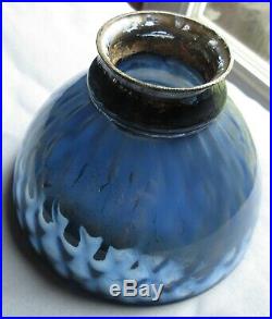 Antique Art Deco 6 Blue Mercury Glass X-Ray lamp Shade Signed