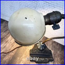 Antique Art Deco ART METAL GUILD BKLN NY Gooseneck Uno Shade WORKING Table Lamp