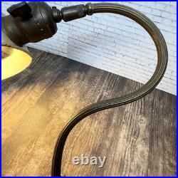 Antique Art Deco ART METAL GUILD BKLN NY Gooseneck Uno Shade WORKING Table Lamp