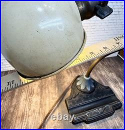 Antique Art Deco ART METAL GUILD BKLN NY Gooseneck Uno Shade WORKING Table Lamp