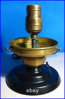 Antique Art Deco Accent Lamp 9 Veined Amber Octagon Art Glass Shade