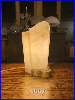 Antique Art Deco Alabaster Table Lamps, Italian Art Deco 1930s