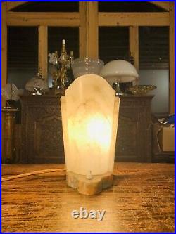 Antique Art Deco Alabaster Table Lamps, Italian Art Deco 1930s
