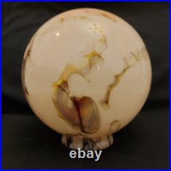 Antique Art Deco Beautiful Pink Globe Marbled Glass Lamp Shade