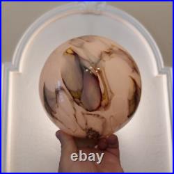 Antique Art Deco Beautiful Pink Globe Marbled Glass Lamp Shade