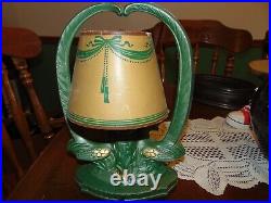 Antique Art Deco Bird Lamp With Paper Shade