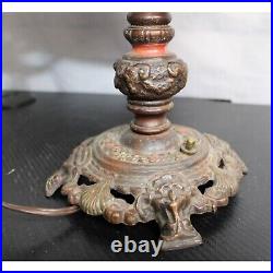 Antique Art Deco Brass Epergne Tulip Centerpiece Table Lamp