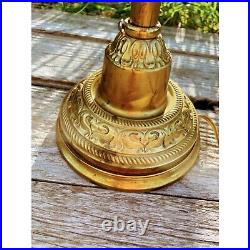Antique Art Deco Brass Goose Neck Lamp Glass Shade Adjustable