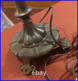 Antique Art Deco Brass REMBRANDT Table Lamp 2 Candle with Finial Read Description
