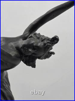 Antique Art Deco Bronze Statue Sculpture Lady Flame Leaper Ferdinand Priess Lamp