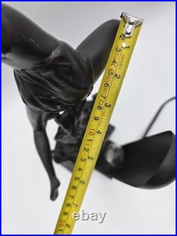 Antique Art Deco Bronze Statue Sculpture Lady Flame Leaper Ferdinand Priess Lamp