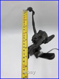 Antique Art Deco Bronze Statue Sculpture Lady Flame Leaper Ferdinand Priess Lamp