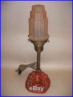 Antique Art Deco Cast Iron Nude Mermaid 15 Lamp With Ashtray