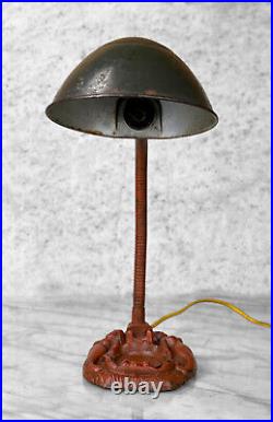 Antique Art Deco Cast Iron Nude Mermaid Gooseneck Desk Lamp