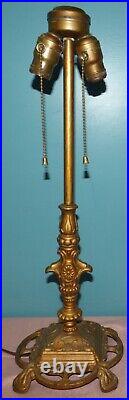 Antique Art Deco Cast Iron Table Lamp Base, Double Socket Pull Chain, E560