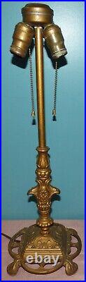 Antique Art Deco Cast Iron Table Lamp Base, Double Socket Pull Chain, E560