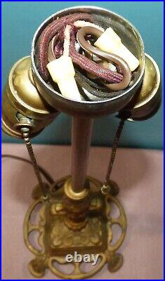 Antique Art Deco Cast Iron Table Lamp Base, Double Socket Pull Chain, E560