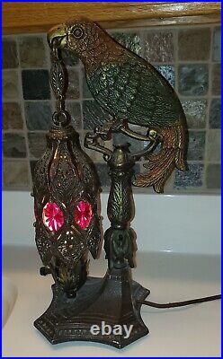 Antique Art Deco Cast Metal Parrot Table Lamp. Nice. Newly period wiring. Nice