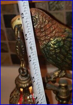 Antique Art Deco Cast Metal Parrot Table Lamp. Nice. Newly period wiring. Nice