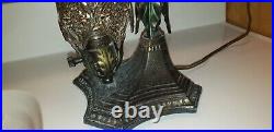 Antique Art Deco Cast Metal Parrot Table Lamp. Nice. Newly period wiring. Nice